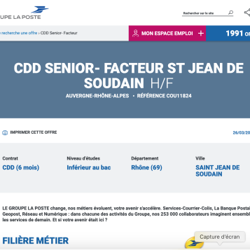 En pleine crise, la poste recrute des CDD de plus 57 ans !!