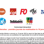 Intersyndicale Retraites : première journée de mobilisation le 19 janvier