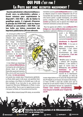 OUI PUB C'EST FINI ! LA POSTE DOIT DONC RECRUTER MASSIVEMENT !