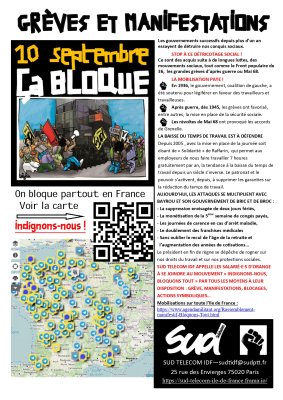 Grèves et manifestations : 10 septembre, ça bloque !