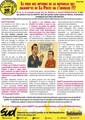 Le prix des options de la mutuelle des salarié·es de La Poste va s'envoler !!!