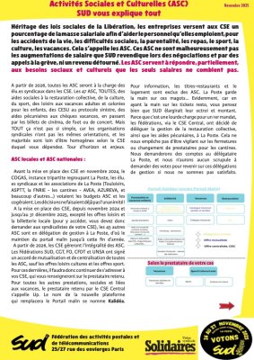 Activités Sociales et Culturelles (ASC) SUD vous explique tout