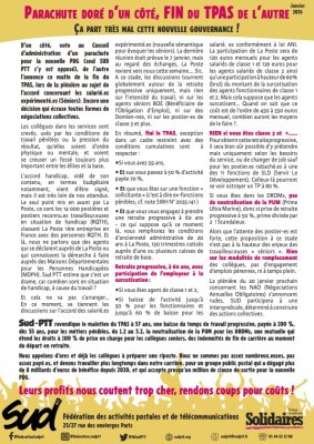 Parachute doré d'un côté, FIN du TPAS de l'autre...