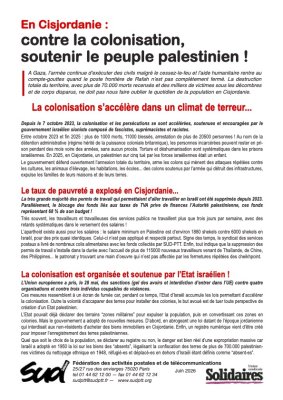 En Cisjordanie : contre la colonisation, soutenir le peuple palestinien !