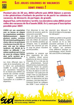 Les jolies colonies de vacances sont finies !