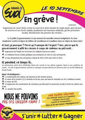 Le 10 septembre : en grève !