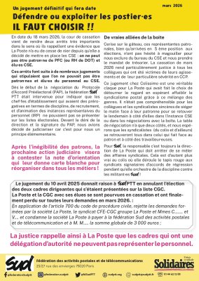 Un jugement définitif qui fera date Défendre ou exploiter les postier·es, IL FAUT CHOISIR !!