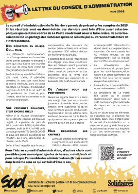 LA LETTRE DU CONSEIL D'ADMINISTRATION