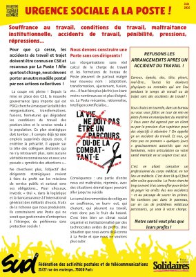 URGENCE SOCIALE A LA POSTE !