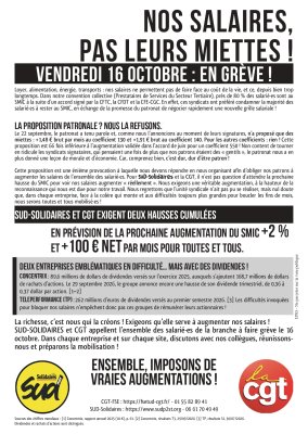 NOS SALAIRES, PAS LEURS MIETTES !