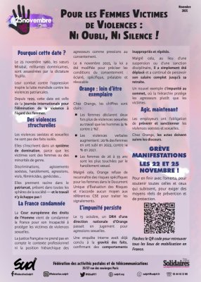25/11 ORANGE _ Pour les Femmes Victimes de Violences : ni oubli, ni silence !