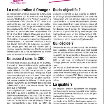Accord Restauration Orange : SUD signe !