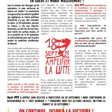 APRES LE 10 SEPTEMBRE, ON NE DEBLOQUE PAS JUSQU'A LA VICTOIRE !