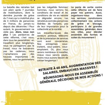 Mobilisation retraites - Tract 11 & 15 mars 