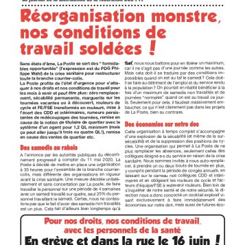Quartier SUD juin 2020 - Réorganisation monstre, nos conditions de travail soldées !