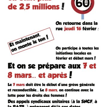Retraites - Affiche manif 16/02 - 07/03, 08/03 et...