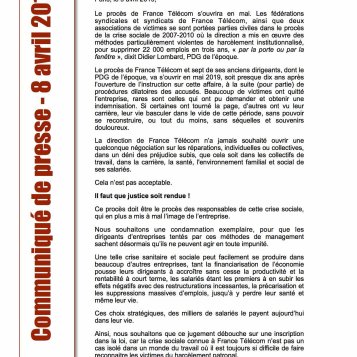 Le procès de France Télécom doit donner la parole aux victimes !