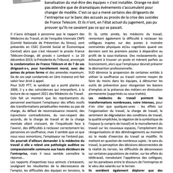 Orange - Bilan de la médecine du travail