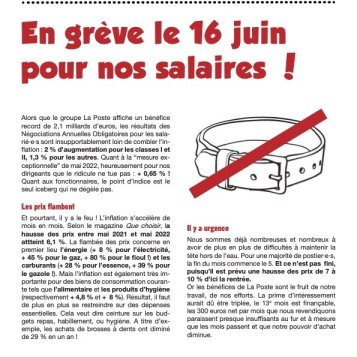 Quartier Sud - En grève le 16 juin pour nos salaires !