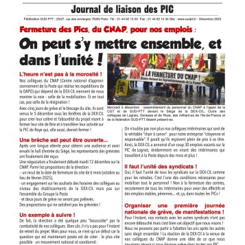 Fermeture des Pics, du CNAP, pour nos emplois : On peut s'y mettre ensemble, et dans l'unité !