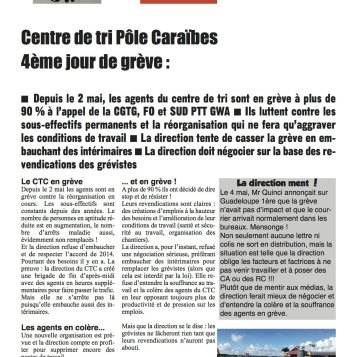La grève au Centre de Traitement Courrier Colis de Pôle Caraïbes continue
