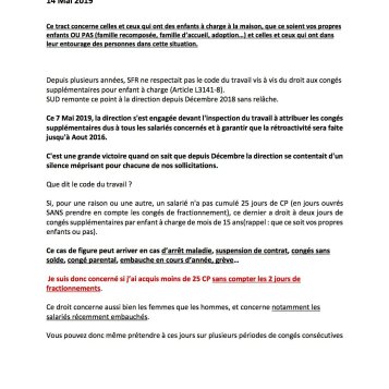 Congés payés une victoire de SUD SFR