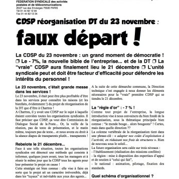 Réorganisation de la DT 