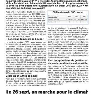 + 20% pour les patrons, entre O et 0,7% pour les postier·es : ça mérite une grève !