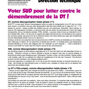 A la DT : Voter SUD pour lutter contre le démembrement