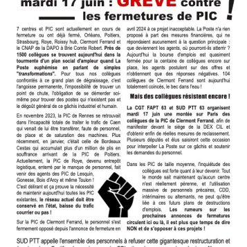 Mardi 17 juin : grève contre les fermetures des centres de tri postaux