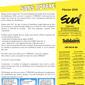 Sans Adrexe février 2019