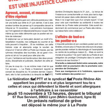 Postier agressé à Lyon - Une injustice totale !! 