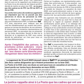 Un jugement définitif qui fera date Défendre ou exploiter les postier·es, IL FAUT CHOISIR !!