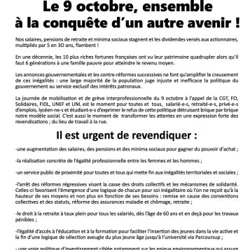 Le 9 octobre, ensemble !