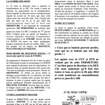 Non à la fermeture de la PIC de Clermont-Ferrand !!