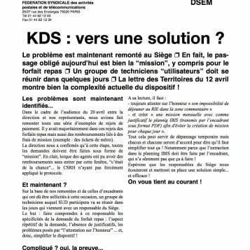 KDS vers une solution à la DSEM 
