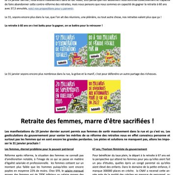 SFR - Retraites - les femmes sacrifiées La retraite à 60 ans