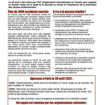 Halte à l'impunité patronale ! manif 28/04 et Conférence de presse 10/05