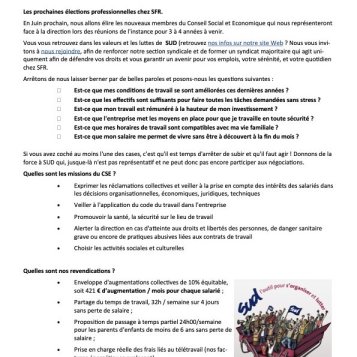 Elections SFR - Sud : garantie 100% indépendant, 100% différent !
