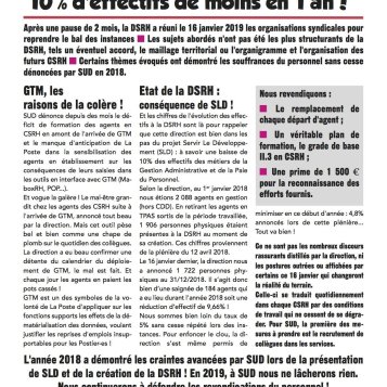 DSRH : 10% d'effectifs de moins en 1 an