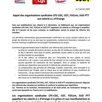 Appel unitaire Orange 9,10,11 janvier