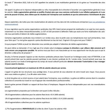 SFR - LA MASCARADE A ASSEZ DURÉ, C'EST SEULEMENT PAR LA GRÈVE QUE NOUS POURRONS INVERSER LE RAPPORT DE FORCE !