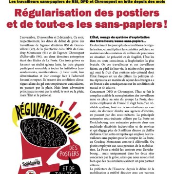 Régularisation des postiers et de tout·e·s les sans-papiers !