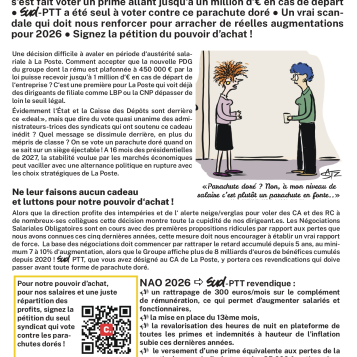 Parachute doré de la PDG de La Poste SUPTT A VOTÉ CONTRE AU CA