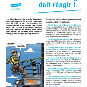 Conditions de travail : Orange doit réagir !