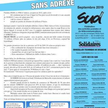 Sans adrexe septembre 2019