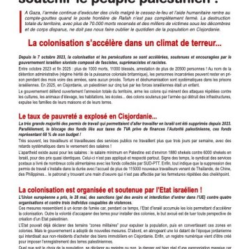 En Cisjordanie : contre la colonisation, soutenir le peuple palestinien !
