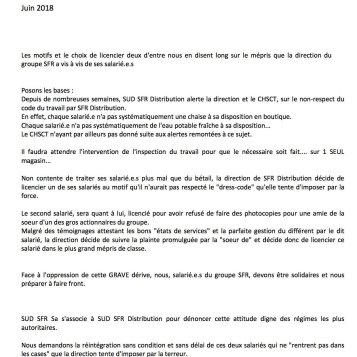 Le groupe SFR dirige par la terreur