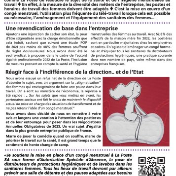 Une votation pour le congé et le confort menstruels à La Poste