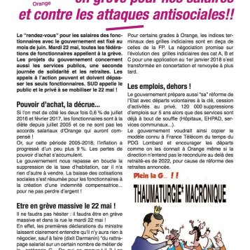 Appel au 22 mai chez Orange 